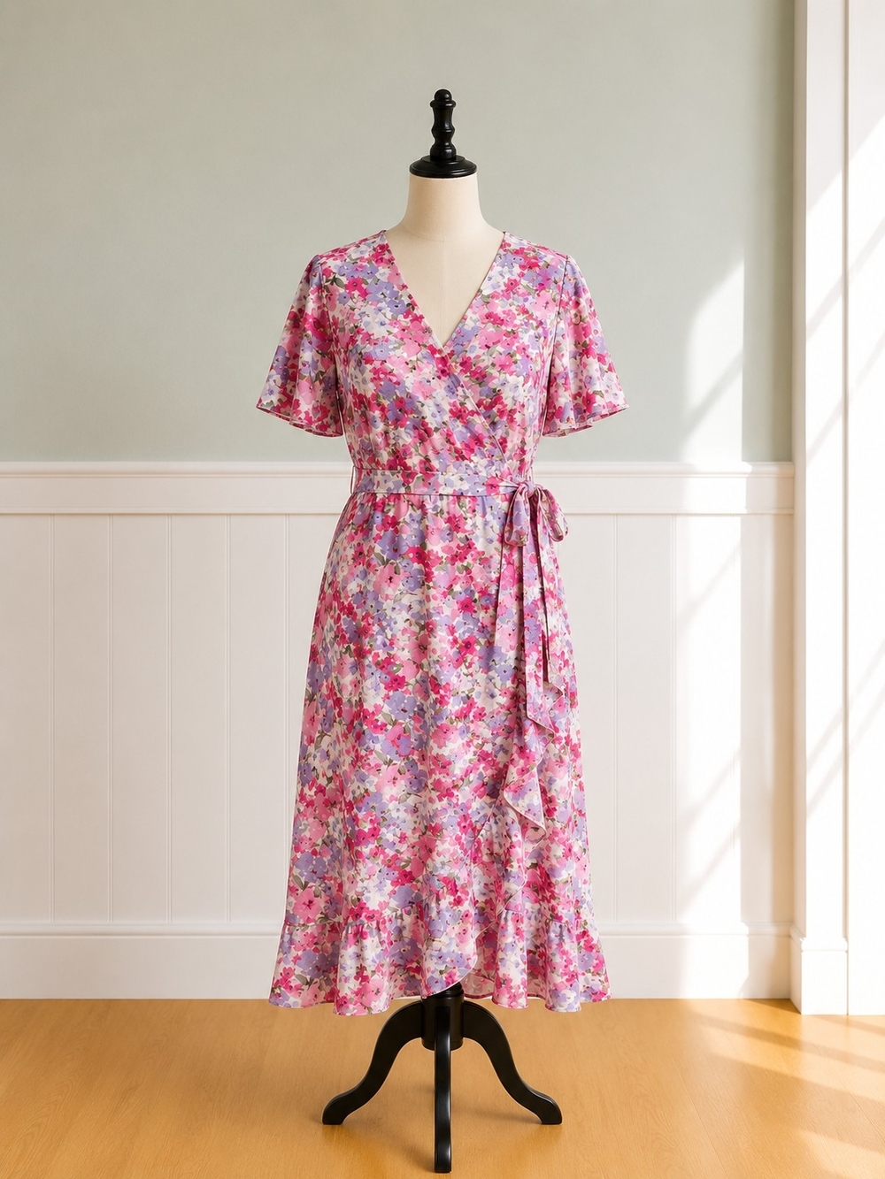 Prettygarden Summer Floral Boho Wrap Maxi Dress